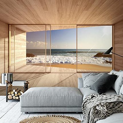 Carta da parati fotografica Finestra sul mare 352 x 250 cm Vello Sfondo Murale XXL Moderne Decorazione Soggiorno Camera De Letto Sala Ufficio blu marrone 9051011a