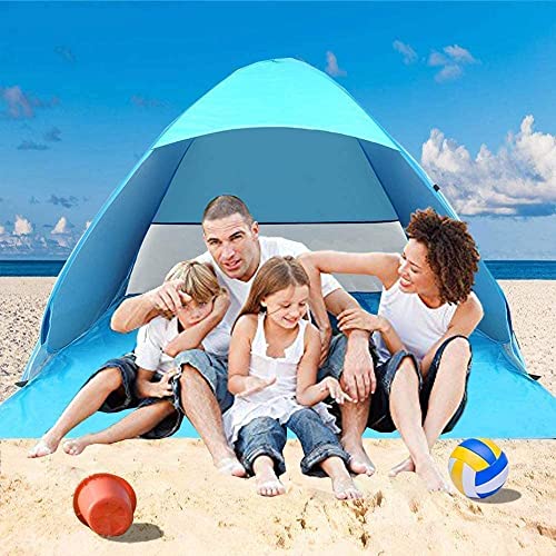 Miconi Tenda da Spiaggia Mare Pop Up Portatile con Protezione Solare UPF 50+ per 1-3 Persone, Leggera e Facile da trasportare, per Vacanza, Campeggio Viaggi Giardino(165*150*110) cm