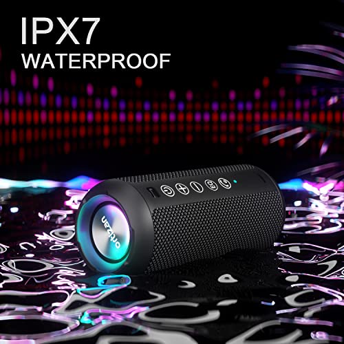 Ortizan X10 Speaker Bluetooth Portatile-Cassa Altoparlante Bluetooth Waterproof IPX7-Con Luce,Fino a 30h di Autonomia,3 Effetti Sonori Stereo Hi-Fi Bassi, Vivavoce Microfono-Con AUX, TF