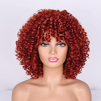 Colorful panda Kinky curly rosso dorato parrucche afro ricci per le donne Parrucca riccia afro crespi capelli sintetici naturali di media lunghezza per parrucca costume o uso quotidiano