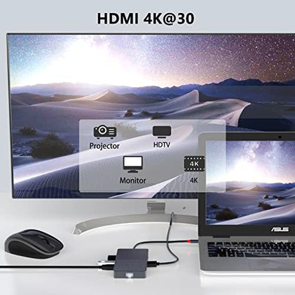Hub USB C,11 IN 1 Adattatore USB Ethernet,Multiporta Docking Station,With HDMI 4K,(2USB 3.0/2USB 2.0) VGA,PD 100W, SD/TF,USB Hub Per Macbook Air/Pro iPad Dell Hp Lenovo