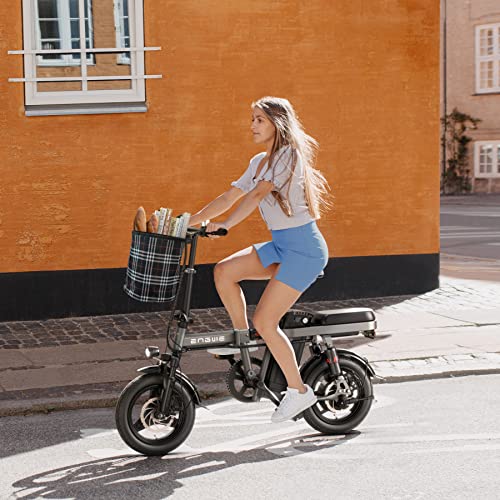 ENGWE Bicicletta elettrica Mini Adulti e Adolescenti - Ebike da città 14" con pneumatico grasso, motore da 250W, batteria da 48V 10Ah, design pieghevole leggero, assorbimento degli urti, fino a 25KM/H