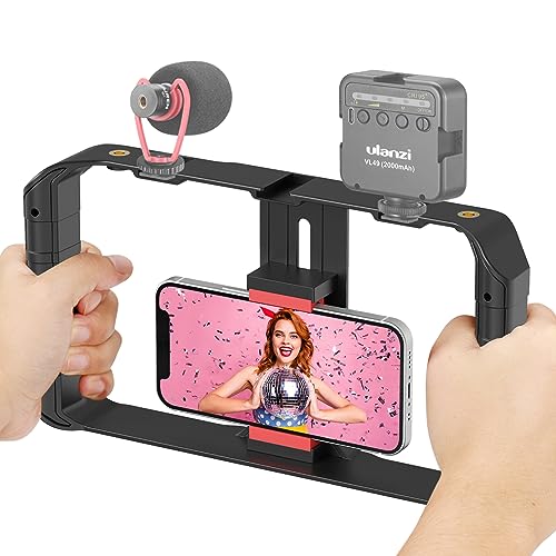 PICTRON Video Rig Pro, Stabilizzatore per Telefoni Cellulari, Stabilizzatore Intelligente Con Triplo Attacco a Slitta Fredda, Supporto per Treppiede per Video Smartphone per iPhone, Samsung