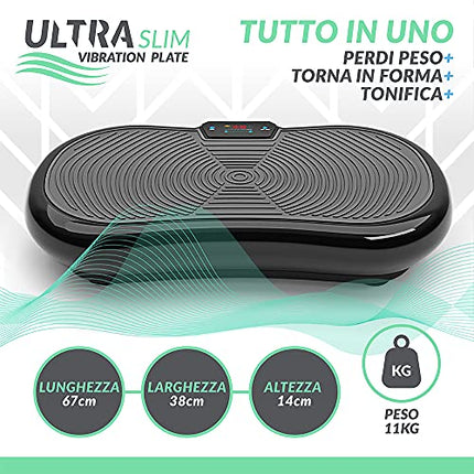 Fitness Pedana Vibrante Ultra Slim | 5 Programmi + 180 Levelli | Altoparlanti Bluetooth | Dimensioni Ridotte | Design Made in UK | Performance Durevole