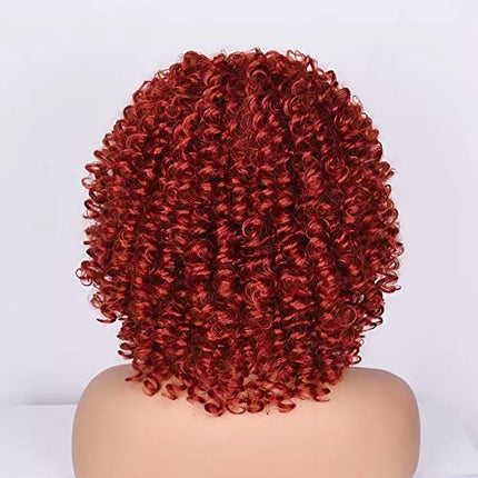 Colorful panda Kinky curly rosso dorato parrucche afro ricci per le donne Parrucca riccia afro crespi capelli sintetici naturali di media lunghezza per parrucca costume o uso quotidiano