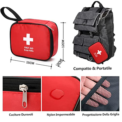 HONYAO Kit di Pronto Soccorso Portatile 90 Pezzi, Mini Borsa per Casa Auto Viaggio Moto All'aperto Trekking e Campeggio