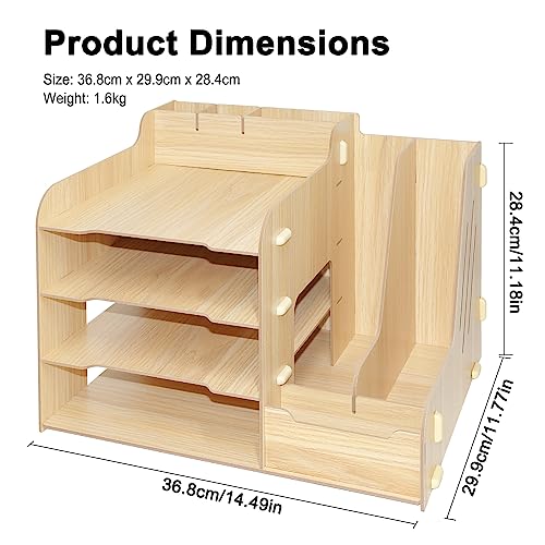 CUESVAP Organizzatore da Scrivania Legno, Organizer Porta documenti Scrivania per Scrivania A4, portaoggetti portariviste