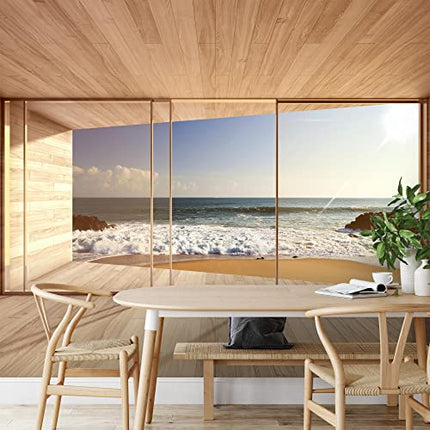 Carta da parati fotografica Finestra sul mare 352 x 250 cm Vello Sfondo Murale XXL Moderne Decorazione Soggiorno Camera De Letto Sala Ufficio blu marrone 9051011a