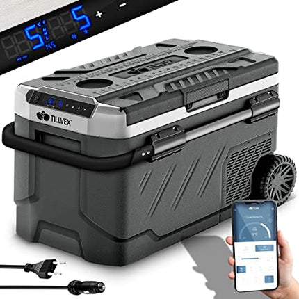 tillvex® Frigorifero Compressore Elettrico 51 Litri | Frigo Congelatore Elettrico con Controllo WIFI-APP, Porta USB, 12/24 V 230V | Frigorifero fino a -20 °C per Auto, Camion, Barca, Camper, Camping