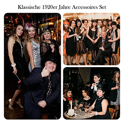 6 Pezzi Set di Accessori Anni '20, Accessori Anni 20 Donna, Gatsby Stile Kit, Great Gatsby Accessori Set Accessori Gatsby Costume Set Charleston Accessori per la Festa Degli Anni '20, Halloween Ballo