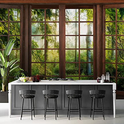 Carta da parati fotografica finestra foresta 352 x 250 cm Vello Sfondo Murale XXL Moderne Decorazione Soggiorno Camera De Letto Sala Ufficio verde Brown 9383011c