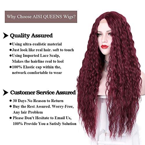 Parrucca riccioli rosso vino per le donne ricci lunghi ricci sintetici in pizzo parrucche 130% densità naturale Wig Afro donne peruzzi DE067C