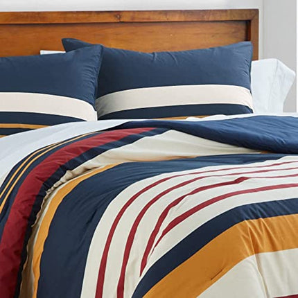 NAUTICA Home Hollins Set di biancheria da letto in 100% cotone satinato, 255 x 205 cm + 50 x 80 cm (2 federe)