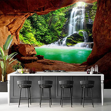 Runa Art Carta da parati fotografica gola cascata Moderno Vello Soggiorno Camera Da Letto Sala - Made in Germany - verde Brown 9071010c