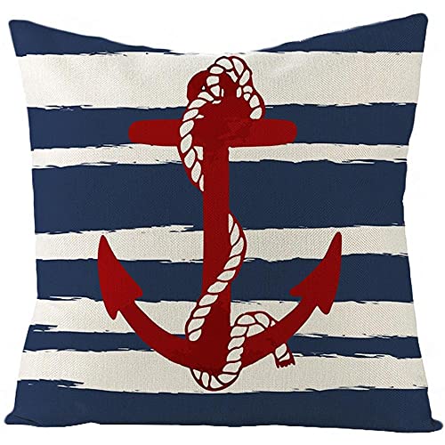 LucaSng Federe Cuscini Set di 4 Morbido lino Quadrate per Cuscino Federa Cuscino per Divano 45x45 cm Decorativi Copricuscini per Divano Camera da Letto Casa Ancora di mare animale marino,Stile 2