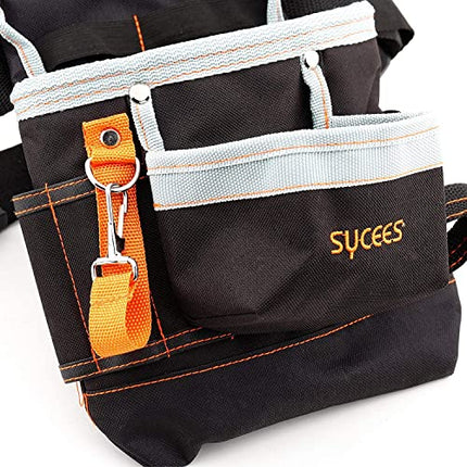 SYCEES Borsa Porta Attrezzi Untensili Manuali Elettrici per Elettricista Carpentiere Marsupio Borsa da Elettricista in Tessuto Oxford Resistente di 600D Colore Nero