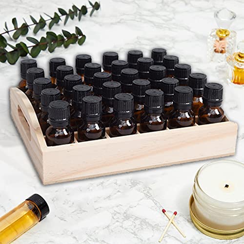 WishesMar 30 Slots Supporto per Oli Essenziali Organizzatore Mensola in Legno per Oil Aromaterapia e Profumati - Può Contenere Bottiglie di Olio Essenziale da 5ml,10 ml #A