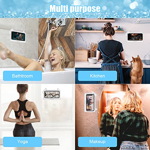 FOGARI Supporto per cellulare da doccia, impermeabile, girevole a 480°, da parete, per il bagno, con touchscreen flessibile per telefoni sotto i 7 pollici