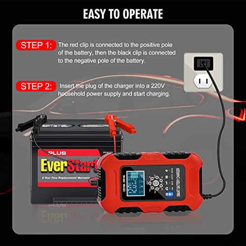 YDBAO Caricabatteria Auto di Carica 10A 12V/24V Carica Batteria Auto Protezione LiFePO4 Multipla Mantenitore di Carica Auto Con Display LCD per Auto Moto