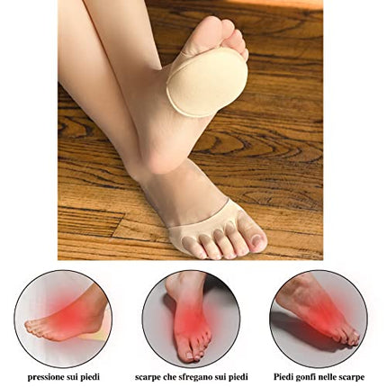 6 Paia Cuscinetti Metatarsali Donna, Cuscinetti per Avampiede in PCuro Cotone, Forefoot Cushion Pads, Cuscinetti per Piedi Allevia L'affaticamento e il Dolore ai Piedi