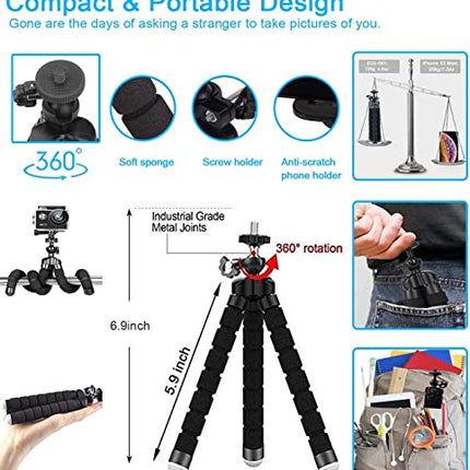 Treppiede per cellulare, Treppiede Portatile Octopus con telecomando Bluetooth e supporto per telefono, rotazione a 360° per smartphone, fotocamera DSLR