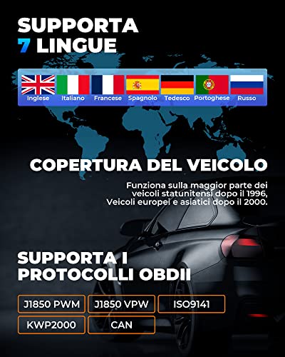 TOPDON AL400 OBD2 Diagnostico per Auto, 10 Modalità OBD2, Pulsante One Touch I/M Ready, OBD2 Scanner Auto Diagnostica Aggiornamenti a Vita, 2.4 Pollici Schermo a Colori TFT