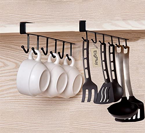 EigPluy 2pcs Mug Ganci Tazze Bicchieri di vino Deposito Ganci Cucina Utensil Cravatte Cinture e Sciarpa Appeso Gancio Rack Titolare Sotto Armadietto Armadio Senza Foratura ,Nero