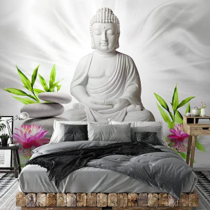 Carta da parati fotografica 396 x 280 cm fiori Buddha Zen | Vello Decorazione Murale Soggiorno Camera Da Letto | Manifattura tedesca | Bianco Verde Rosa 9289012c