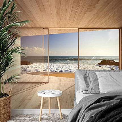 Carta da parati fotografica Finestra sul mare 352 x 250 cm Vello Sfondo Murale XXL Moderne Decorazione Soggiorno Camera De Letto Sala Ufficio blu marrone 9051011a