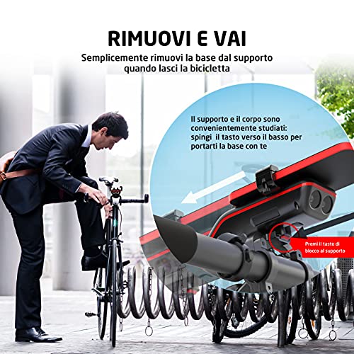 UPPEL Altoparlante Bluetooth per Bicicletta Casse Bluetooth V5.1 5000mAh Accumulatore di energia Luci/Campanello della bici Card SD/TF Funzione 10 in 1 per utilizzo all'aria aperta Sport Campeggio