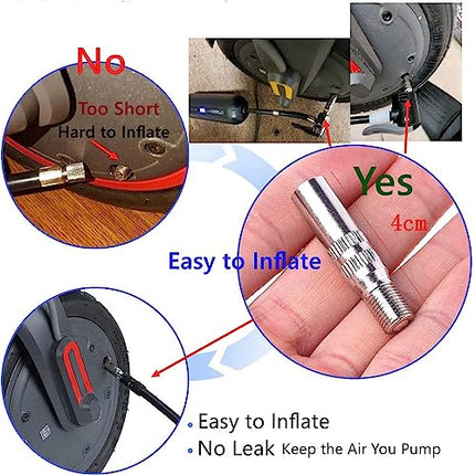 Natcoo Valvola dell'Aria per Pneumatici a Vuoto Monopattino per Xiaomi M365, PRO, 1S, Pro2, Mi3, Ninebot G30, con Estensione Valvola Pneumatica, Adattatore Estensione Valvola, Accessori Scooter
