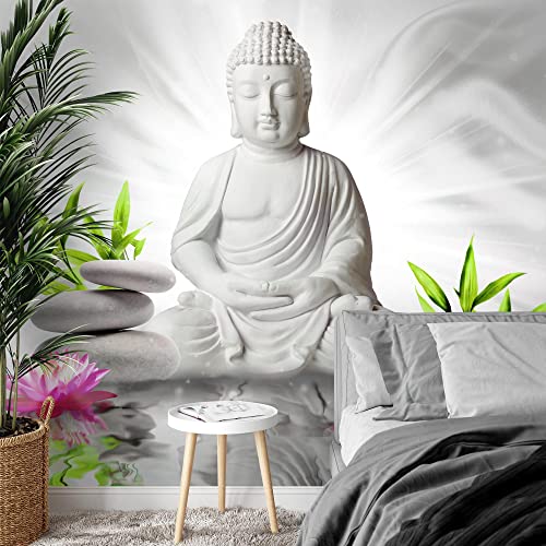 Carta da parati fotografica 396 x 280 cm fiori Buddha Zen | Vello Decorazione Murale Soggiorno Camera Da Letto | Manifattura tedesca | Bianco Verde Rosa 9289012c