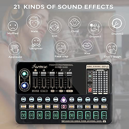 Asmuse Microfono a condensatore Bundle BM-800 Streaming Equipment Mic Kit con scheda audio dal vivo, stand microfono regolabile, kit microfono per la registrazione/trasmissione/streaming