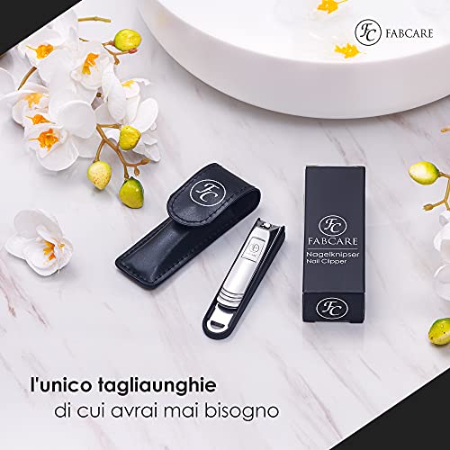 FABCARE Tagliaunghie con raccolta unghie e lima per unghie integrata - include custodia ed ebook - extra taglienti e durevoli - tagliaunghie per manicure e pedicure - tagliaunghie