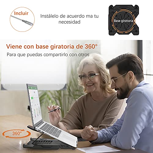 TopMate Supporto per Laptop per Scrivania Regolabile in Altezza, Supporti Portatili Computer Girevole, Appoggia PC Portatile con Supporto Telefono, Supporto Notebook per MacBook Air Pro 10-17"