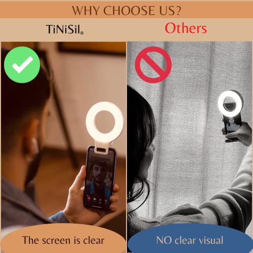 TiNiSil Luce Per Videoconferenza, Selfie Ring Light Mini, Lampada Ricaricabile ad Anello con 60 Led, 3 Tonalità di Luce e Clip da 3,5cm per Telefono, Accessorio Utile per Video, Foto, TikTok, Trucco