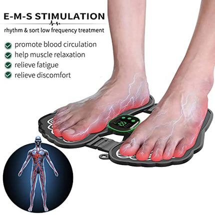 Massaggiatore Piedi Elettrico,EMS Massaggiatore per Piedi,per la Circolazione Sanguigna e il Sollievo dal Dolore Muscolare,6 Modalità e 9 Intensità