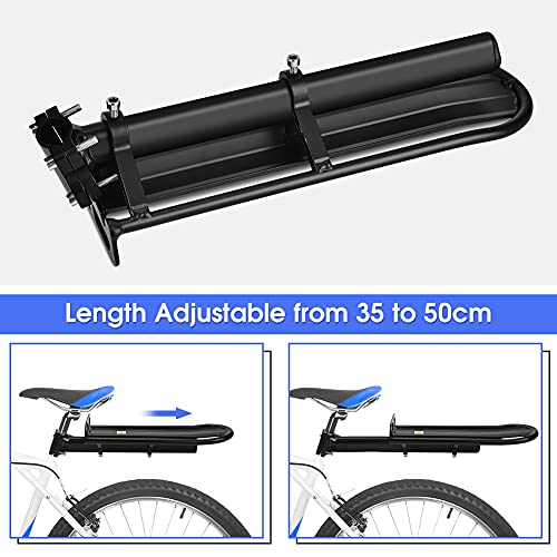 Greensen Portapacchi Posteriore per Bicicletta Portapacchi Regolabile Sedile Nero per Bagagli Carico da Neve Ripiano per Mountain Bike capacità 10 kg 33,3 x11,7 cm