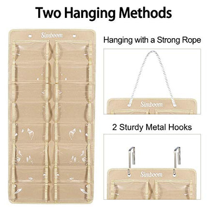 SIMBOOM Organizer da Parete per Occhiali da Sole, 16 Scomparti a Prova di Polvere Occhiali da Sole Portaoggetti Organizzatore Occhiali da Vista Organizer (16 Scomparti,Beige)