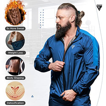 RDX Tuta Sauna Dimagrante Uomo Donna, Reach Oeko Tex 100 Certificato, Tuta per Sudare Tute Tuta Termica, Tute Sportive Sudorazione Sport Fitness Boxe MMA Palestra Yoga Allenamento Top Pantaloni Set