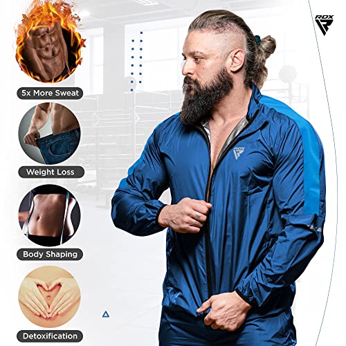 RDX Tuta Sauna Dimagrante Uomo Donna, Reach Oeko Tex 100 Certificato, Tuta per Sudare Tute Tuta Termica, Tute Sportive Sudorazione Sport Fitness Boxe MMA Palestra Yoga Allenamento Top Pantaloni Set