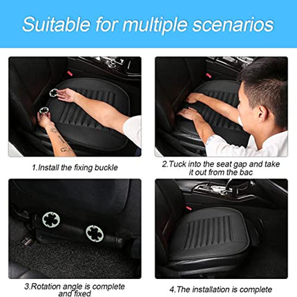 Coprisedile Auto Universale in Pelle per, Cuscino Sedile Auto Anteriore, Cuscinetti per Sedile Auto, Antiscivolo, Morbido, Copri Seduta Sedile Auto in Pelle Traspiranti in Carbone di Bambù (Nero)