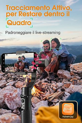 hohem iSteady Mobile Plus Stabilizzatore Gimbal, 3 Assi Stabilizzatore con Treppiedi, Modalità Sportiva/600° Rotazione, Caricamento 280g per iPhone&Android Smartphone, Gimbal per Vlog/Youtube/TikTok
