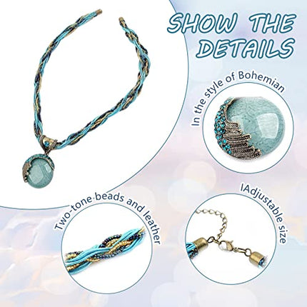 RIXERKOC Retro Vintage Bohemian Collana per le donne ragazze Bohemian dichiarazione perline turchese strass pendente collare collana Gioielli di moda