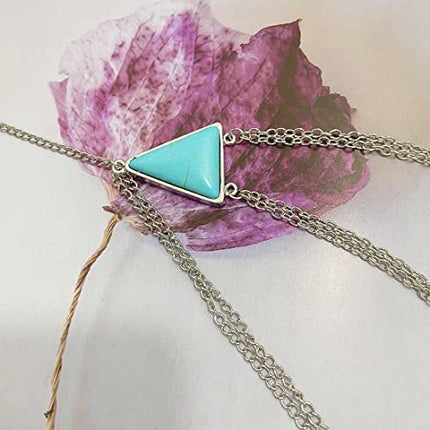 Bramian Multi-strato Turchese Gamba Catena per il corpo Gioielli in argento Spiaggia Elastico Catena per coscia Bikini Accessori per il corpo Gioielli per le donne