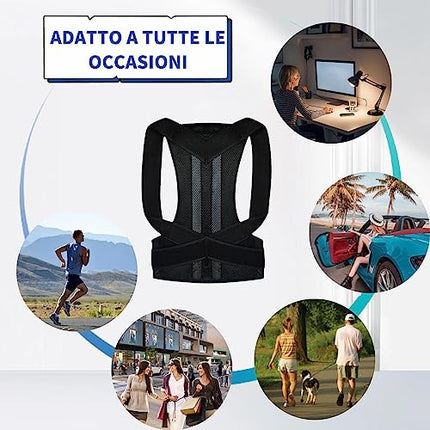 Busto Fascia Correttore Posturale per Spalle e Schiena, Supporto Postura Schiena per Schiena Dritta Uomo e Donna, Raddrizza Spalle, Alta Efficienza e Qualità, Traspirante e Confortevole,XL