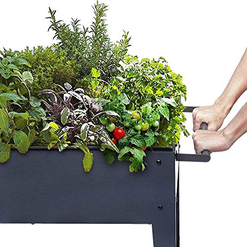 Khomo Gear - Carrello zincato alto per coltivazione orto urbano in casa, ideale per piante, frutta, verdure, per terrazza, giardino, interno esterno, colore nero