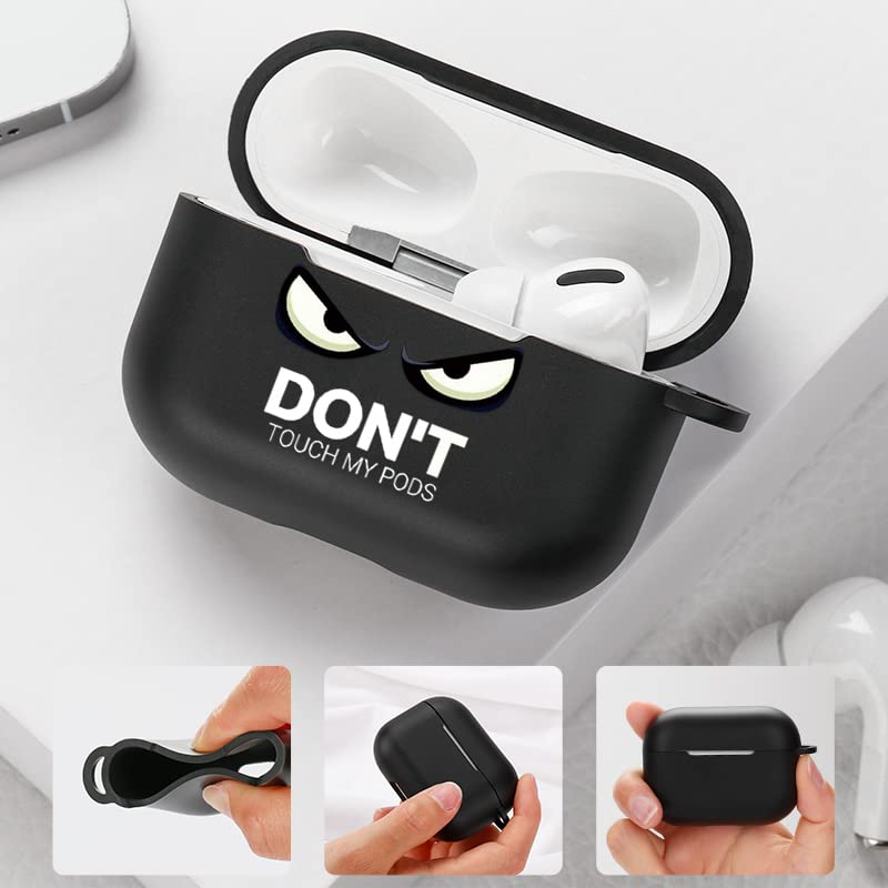 AKABEILA Custodia per AirPods Pro 2 con moschettone, custodia morbida in TPU nera con motivo AirPods Pro 2 2022 Custodia di ricarica AirPods Pro 2a generazione Cover