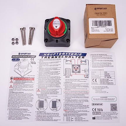 Spurtar Interruttore Stacca Batteria 1-2-Both-Off Stacca Batteria 12V-48V, Disconnessione Batteria per per Camper, Yacht, Barca, Camion, Autobus