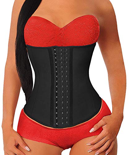 YIANNA Donna Corsetto Dimagrante Stringivita Latex Waist Trainer Corpetto Body Shaper Bustino Modellante Nero,YAU37G Size M